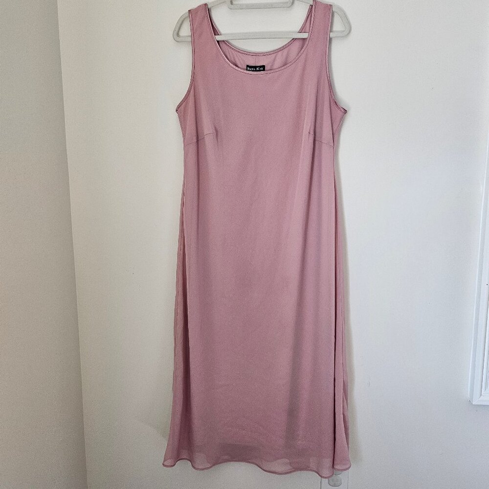 Blush Pink Bridesmaid or Wedding Guest Lined Shift Dress with Satin Detail 16W